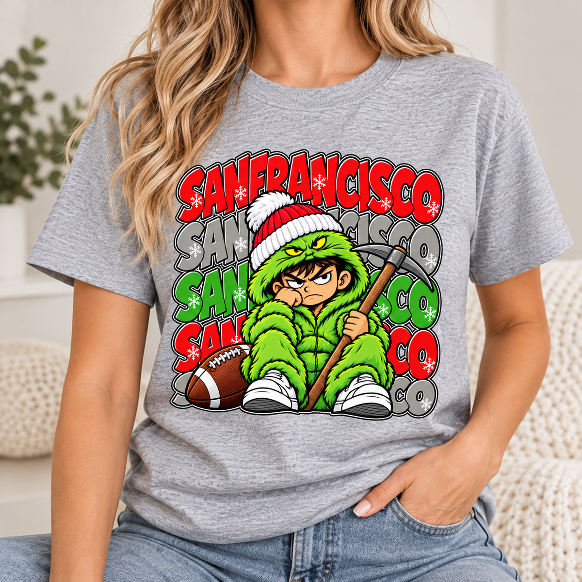 San Francisco Christmas Green Monster Sweatshirt - American Football Fan