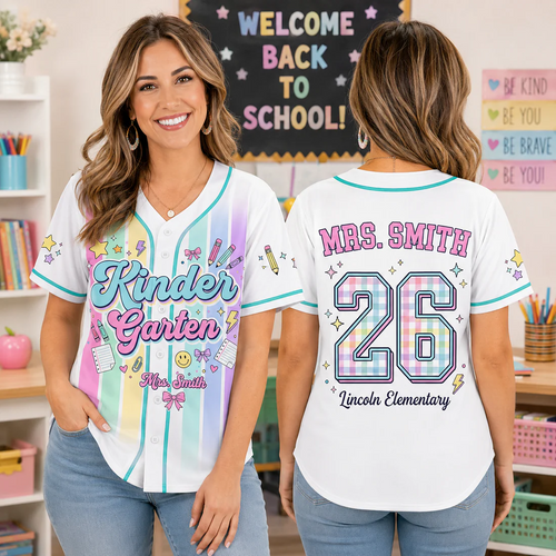 Custom Teacher Baseball Jersey, Colorful Stripes Shirt
