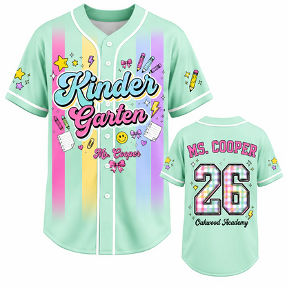Custom Teacher Baseball Jersey, Colorful Stripes Shirt