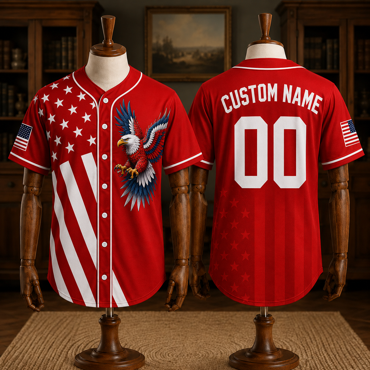 Custom Patriotic USA Baseball Jersey, Personalized Name and Number American Flag Shirt