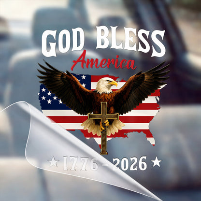 God Bless America 250th Anniversary Decal, Christian Eagle Patriotic Window Sticker