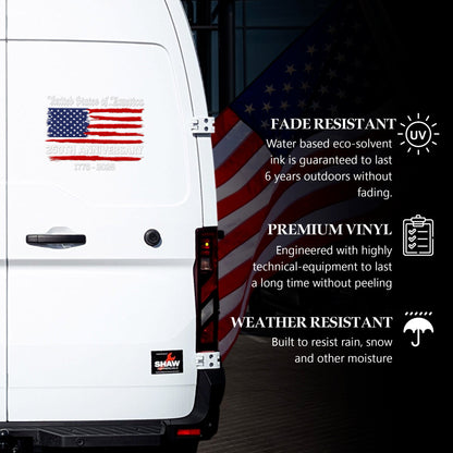 United States Of America 250th Anniversary Decal, Patriotic USA Car Sticker