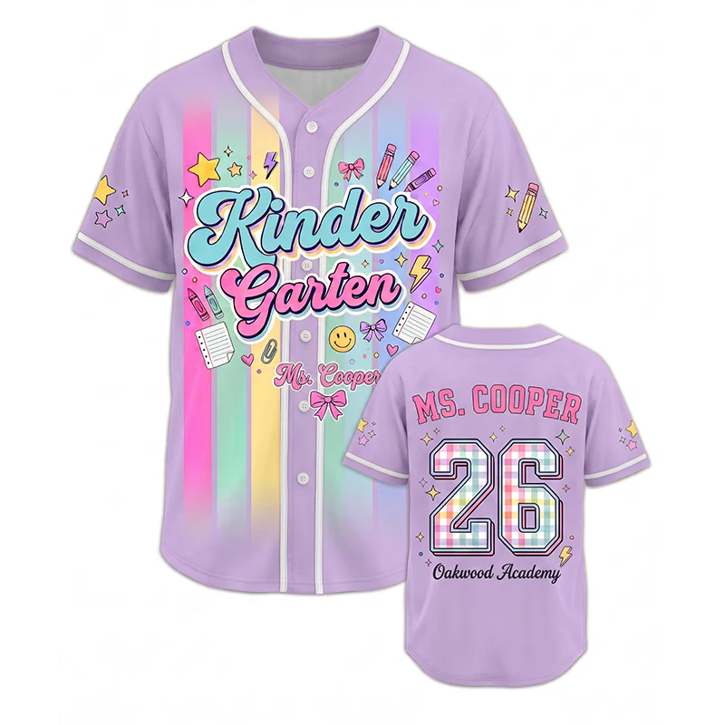 Custom Teacher Baseball Jersey, Colorful Stripes Shirt