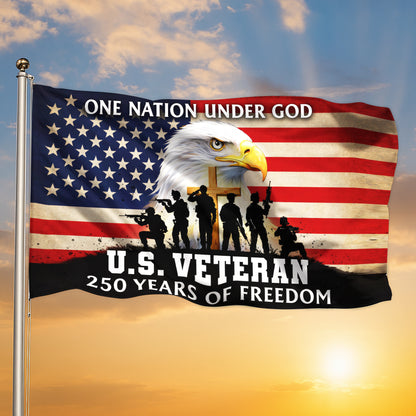 US Veteran One Nation Under God Patriotic 250th Anniversary Flag