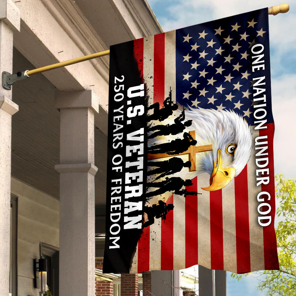 US Veteran One Nation Under God Patriotic 250th Anniversary Flag