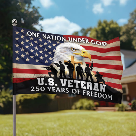 US Veteran One Nation Under God Patriotic 250th Anniversary Flag