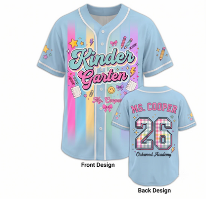 Custom Teacher Baseball Jersey, Colorful Stripes Shirt