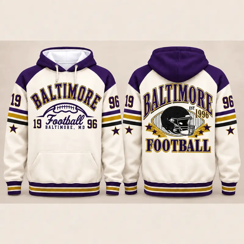 Vintage City Football Hoodie – Retro Color Block Game Day