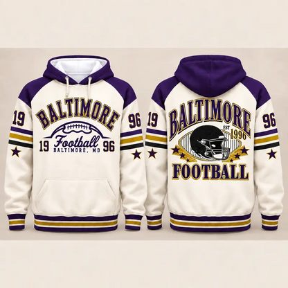Vintage City Football Hoodie – Retro Color Block Game Day