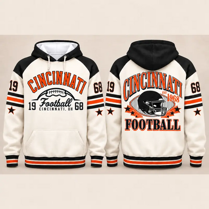 Vintage City Football Hoodie – Retro Color Block Game Day