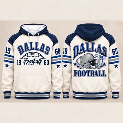 Vintage City Football Hoodie – Retro Color Block Game Day