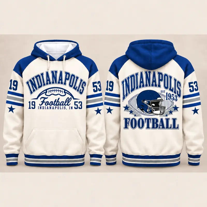 Vintage City Football Hoodie – Retro Color Block Game Day