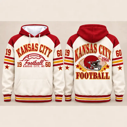 Vintage City Football Hoodie – Retro Color Block Game Day