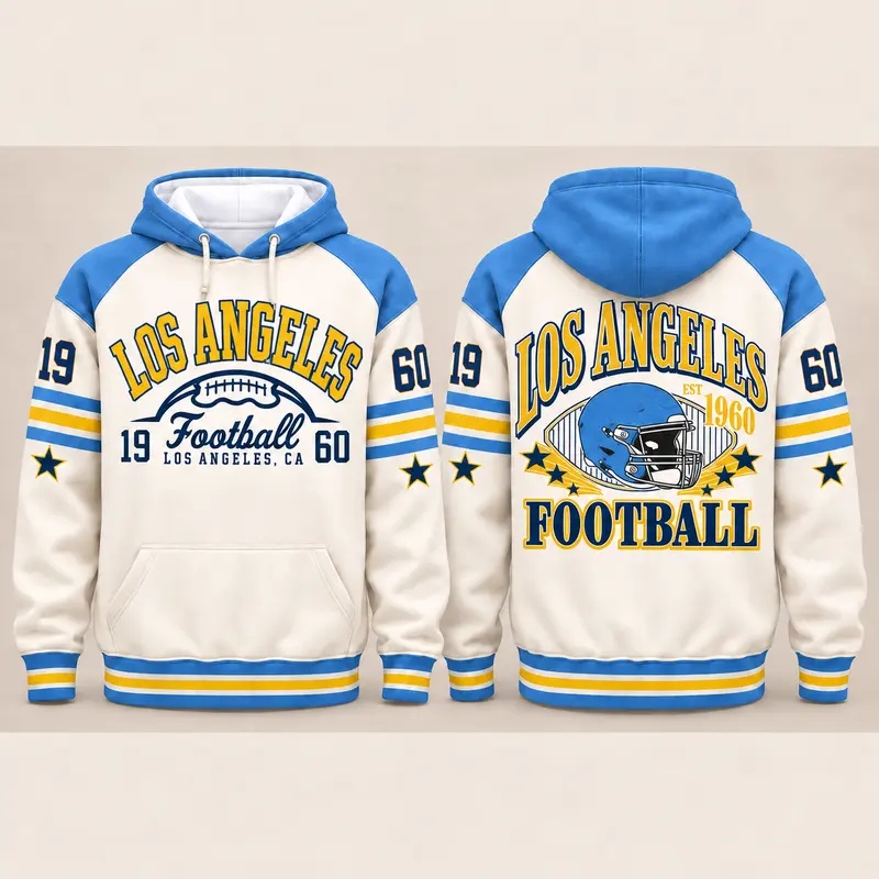 Vintage City Football Hoodie – Retro Color Block Game Day