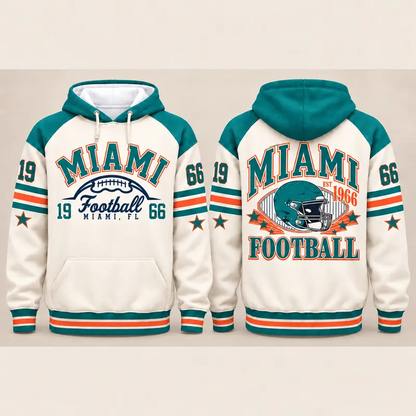 Vintage City Football Hoodie – Retro Color Block Game Day
