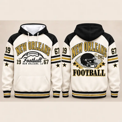 Vintage City Football Hoodie – Retro Color Block Game Day