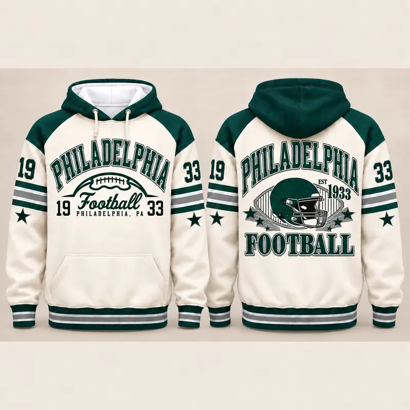 Vintage City Football Hoodie – Retro Color Block Game Day