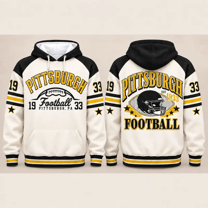 Vintage City Football Hoodie – Retro Color Block Game Day