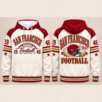 Vintage City Football Hoodie – Retro Color Block Game Day