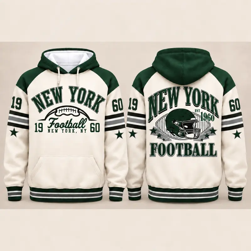 Vintage City Football Hoodie – Retro Color Block Game Day