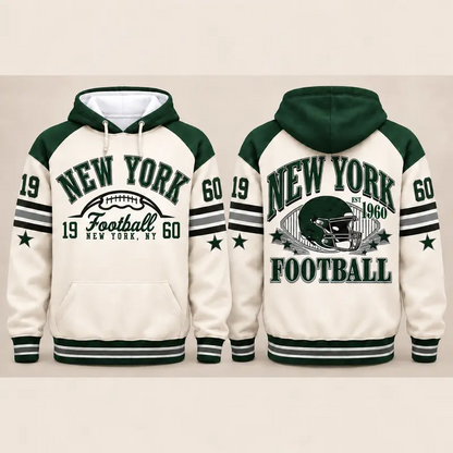 Vintage City Football Hoodie – Retro Color Block Game Day