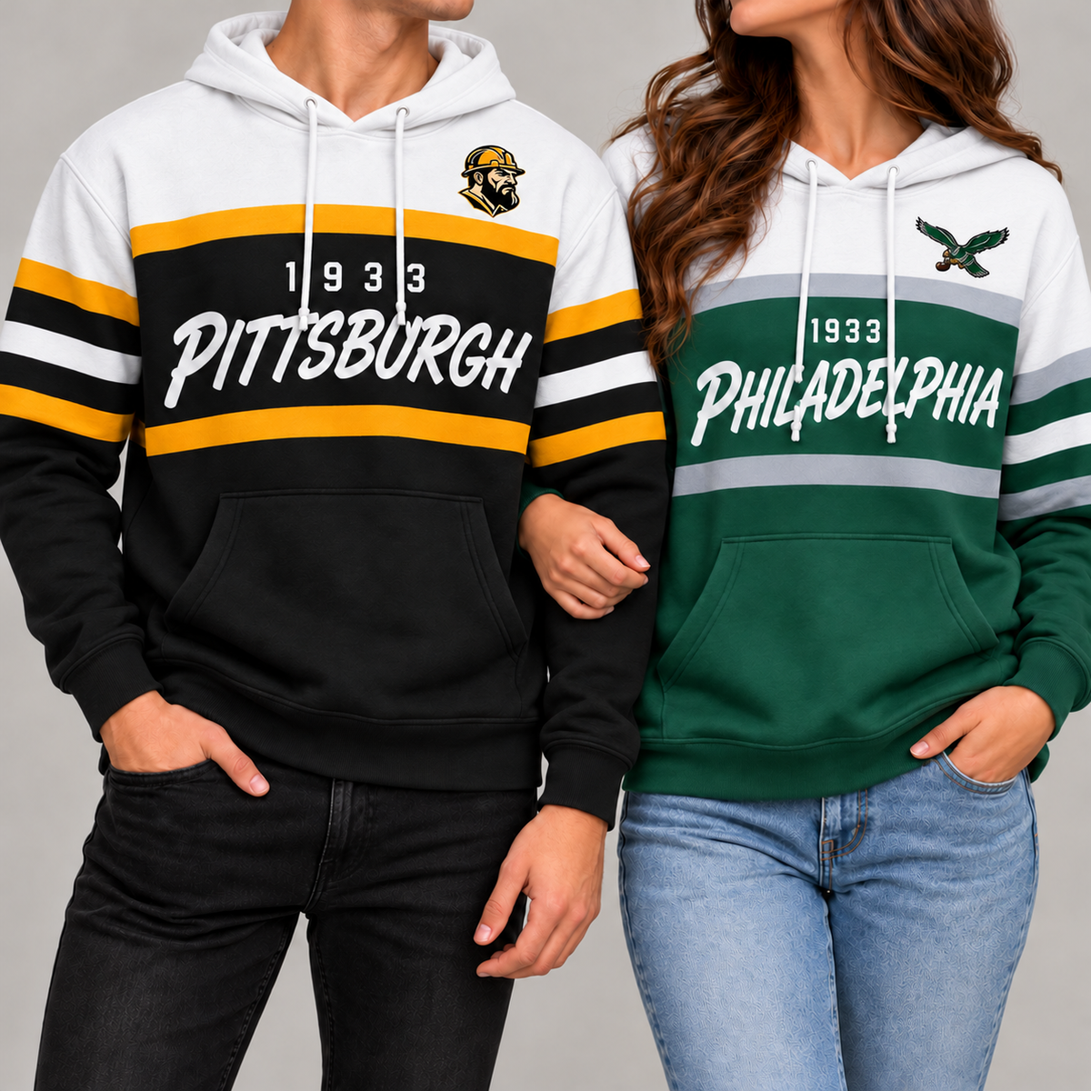 Unisex Football Retro City Letter Hoodie All Team Color