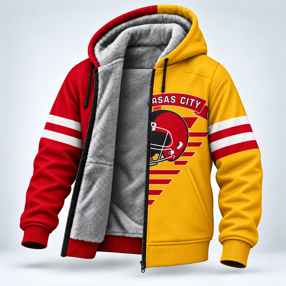 Football Fleece Lined Zip Hoodie – Cozy Game Day Jacket