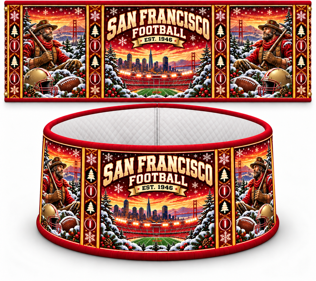 Football Christmas Tree Collar – Festive Holiday Tree Base Cover