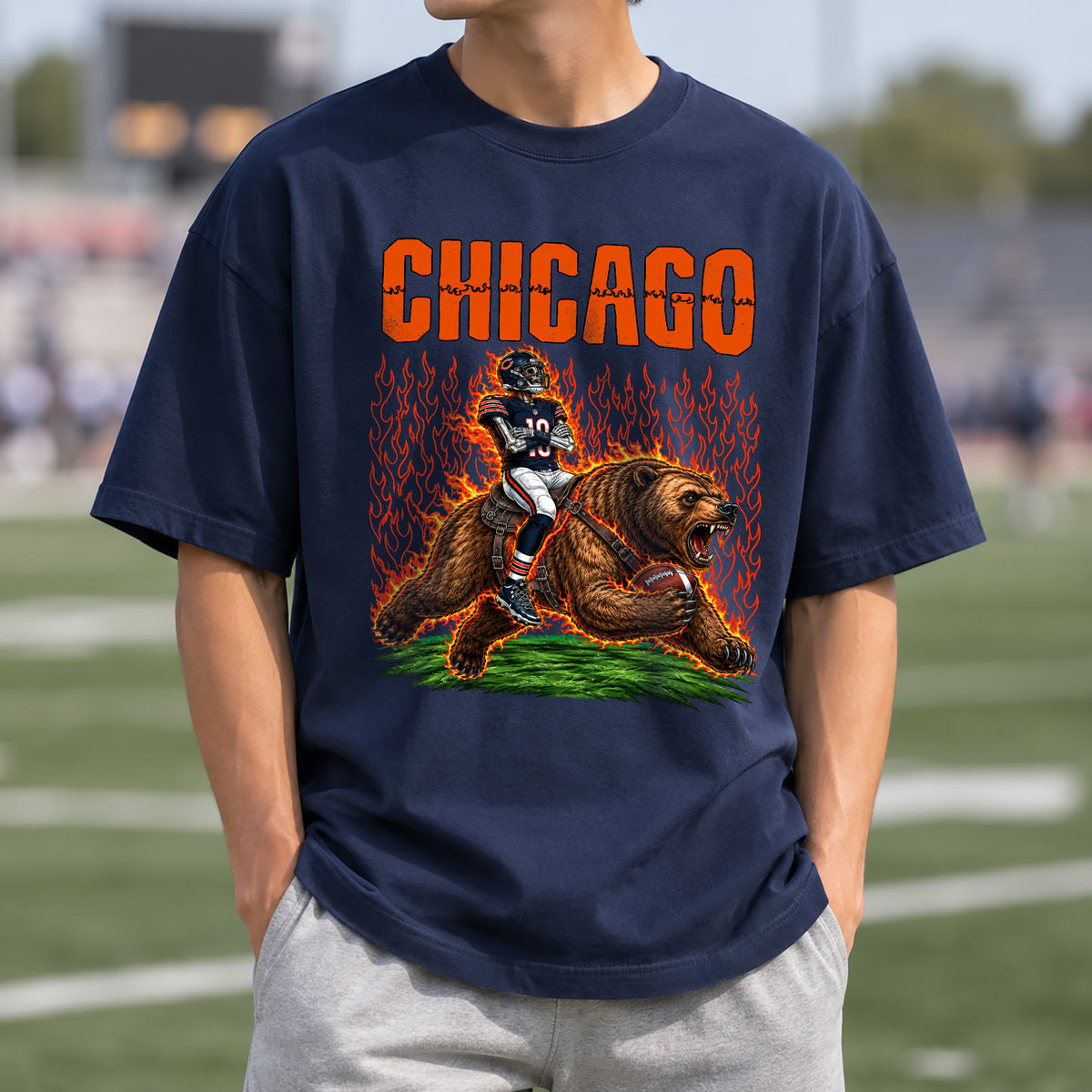 Chicago Football Graphic T Shirt - Vintage American Football Fan Shirt