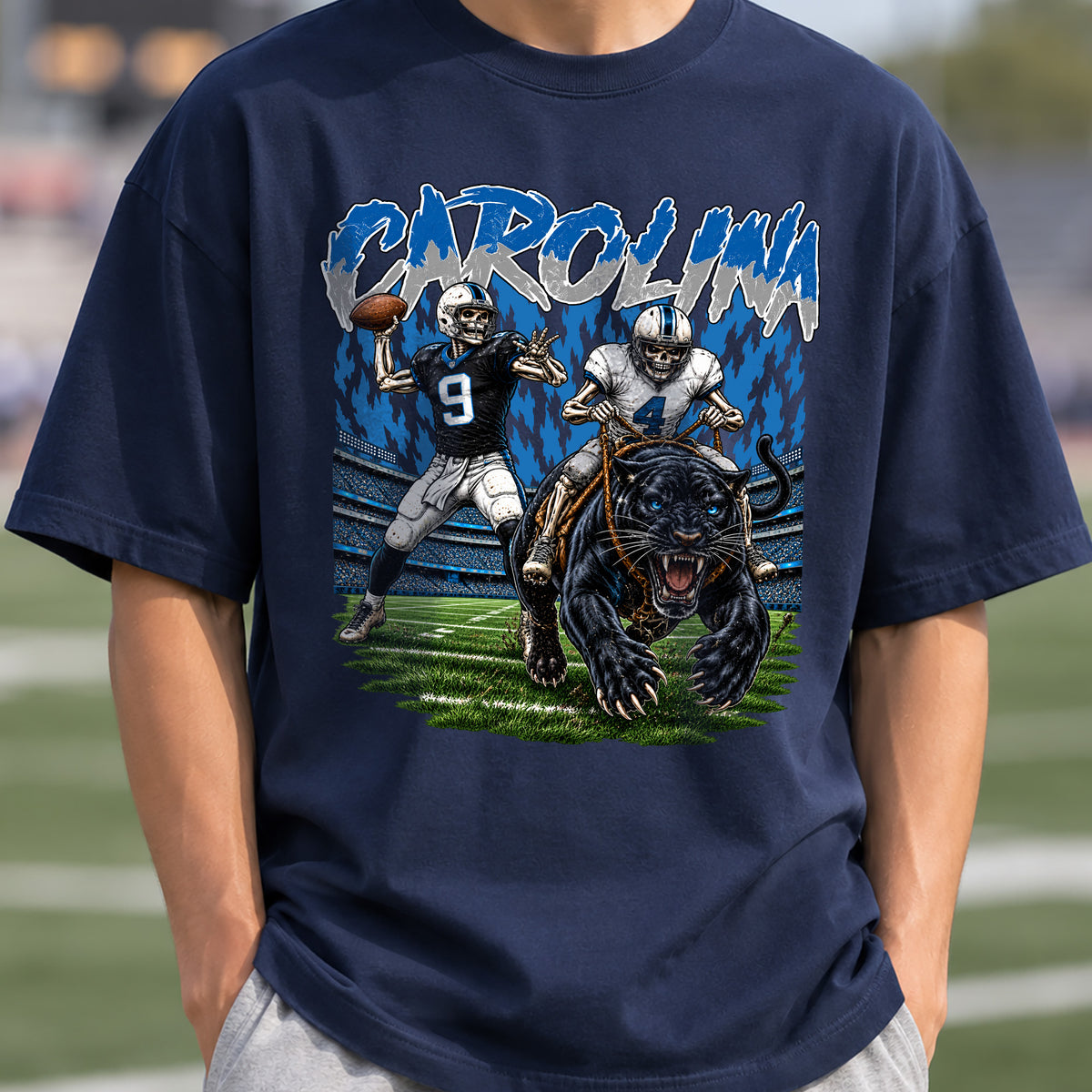 Carolina Football Graphic T Shirt - Vintage American Football Fan Shirt