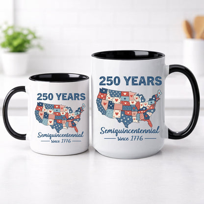 250 Years Semiquincentennial USA Map Patriotic Coffee Mug