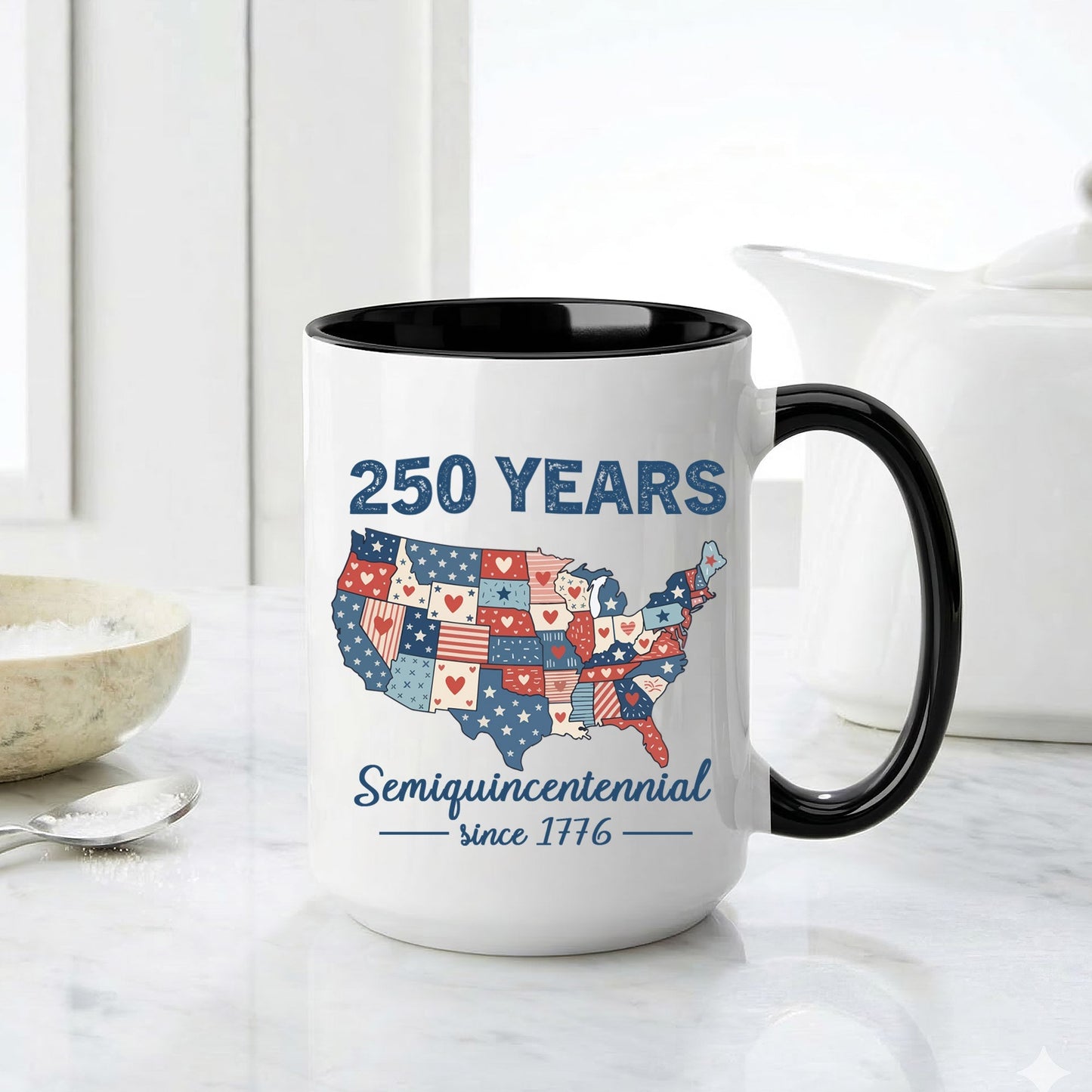 250 Years Semiquincentennial USA Map Patriotic Coffee Mug