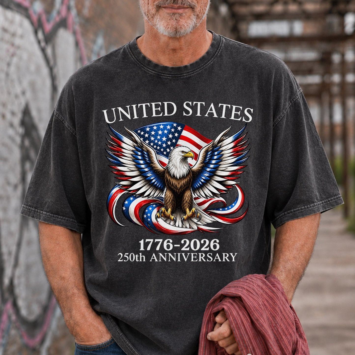 Washed T-Shirt | America 250th Anniversary Bald Eagle Patriotic Vintage 1776–2026 USA Independence Tee