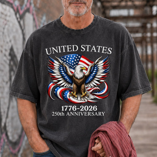 Washed T-Shirt | America 250th Anniversary Bald Eagle Patriotic Vintage 1776–2026 USA Independence Tee