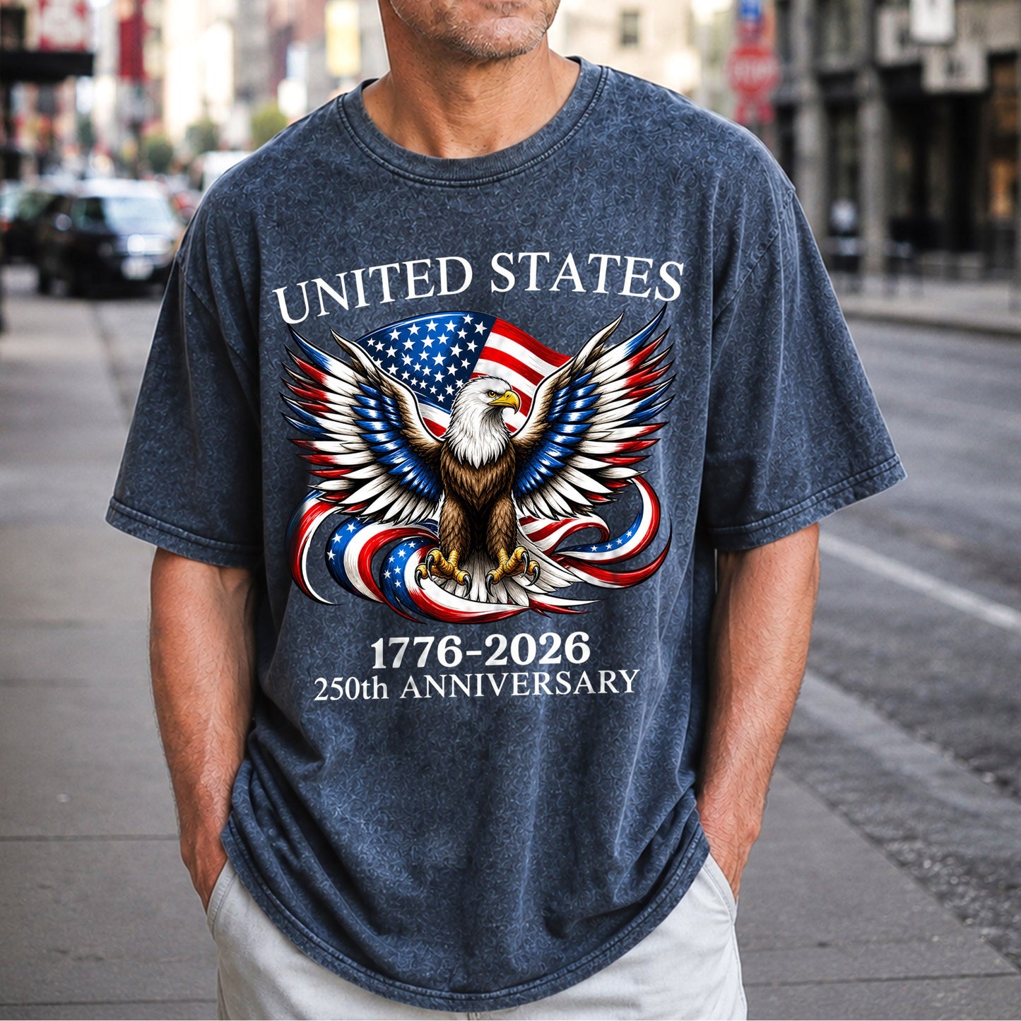 Washed T-Shirt | America 250th Anniversary Bald Eagle Patriotic Vintage 1776–2026 USA Independence Tee