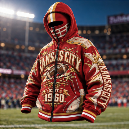 Mask Hoodie Cities Name Football Fan - Game Day Zip Hoodie