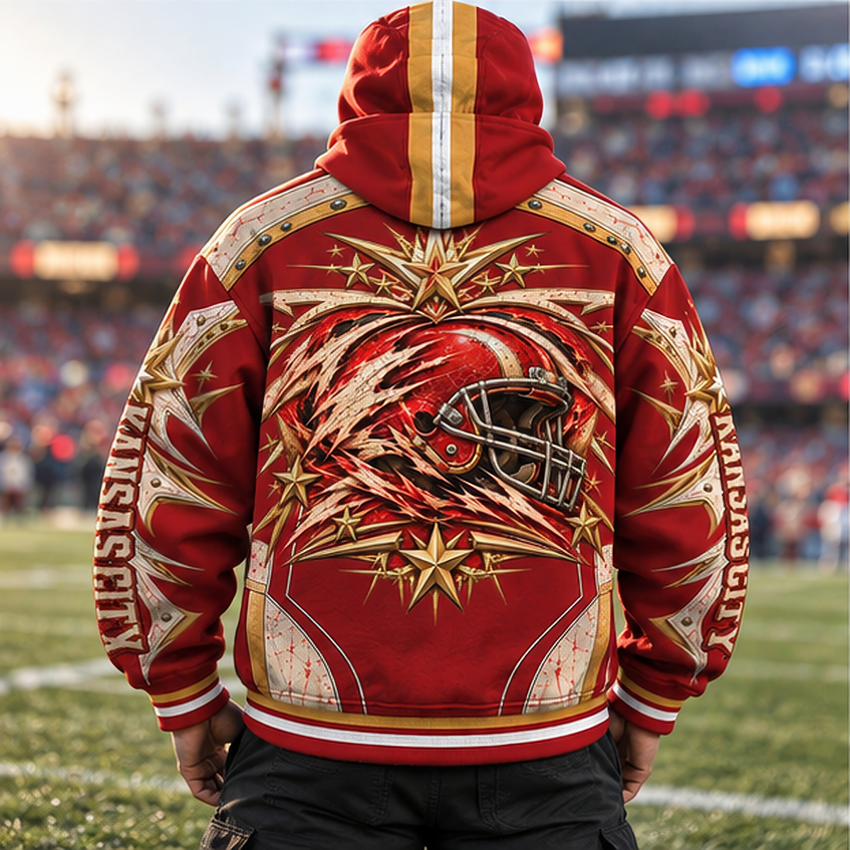 Mask Hoodie Cities Name Football Fan - Game Day Zip Hoodie