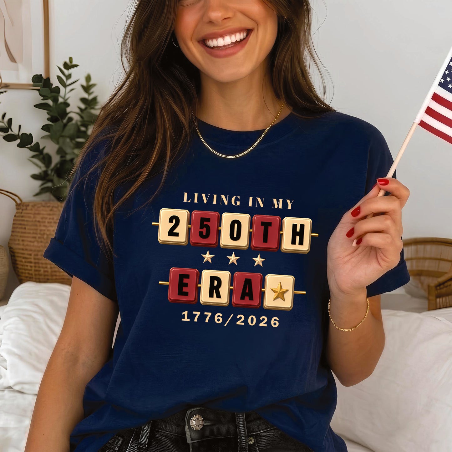 Living in my 250th ERA beaded, America Semiquincentennial Shirt