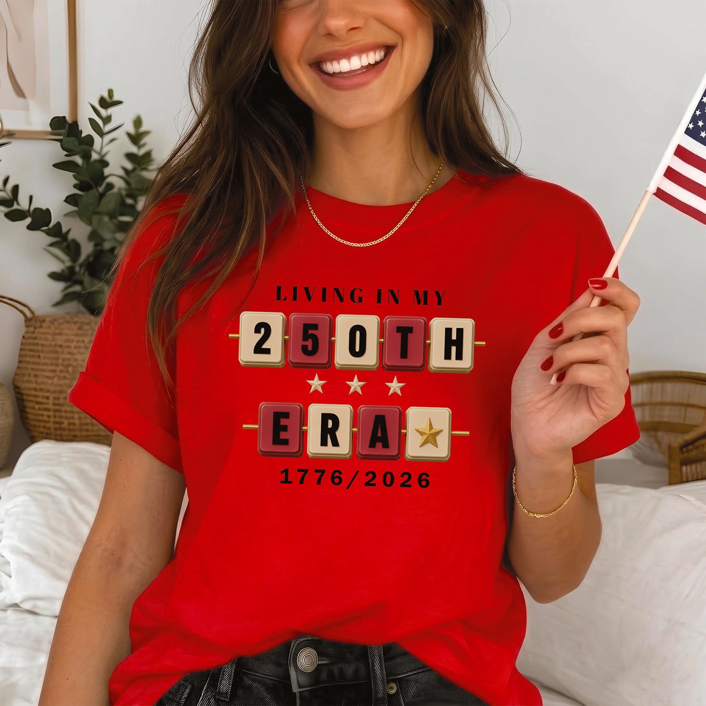 Living in my 250th ERA beaded, America Semiquincentennial Shirt