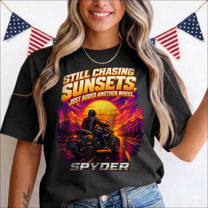 Still Chasing Sunsets Just Added Another Wheel Spyders T-shirt
