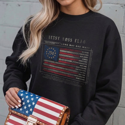 Betsy Ross Flag Infographic 250th Vintage
