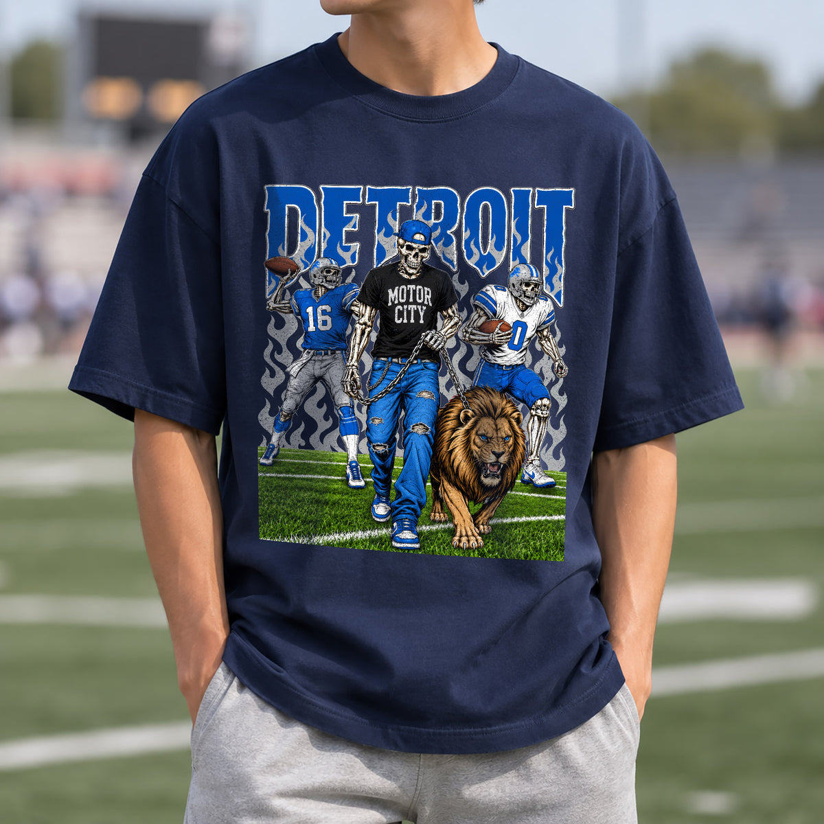 Detroit  Football Graphic T Shirt - Vintage American Football Fan Shirt