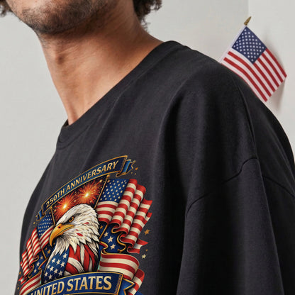 Washed TShirt America 250th Anniversary Eagle Patriotic Vintage 1776–2026