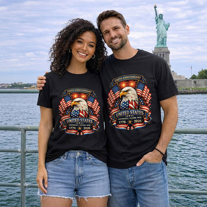 Washed TShirt America 250th Anniversary Eagle Patriotic Vintage 1776–2026