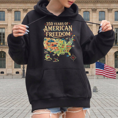 250 Years United States Map Patriotic Art for Freedom Lovers