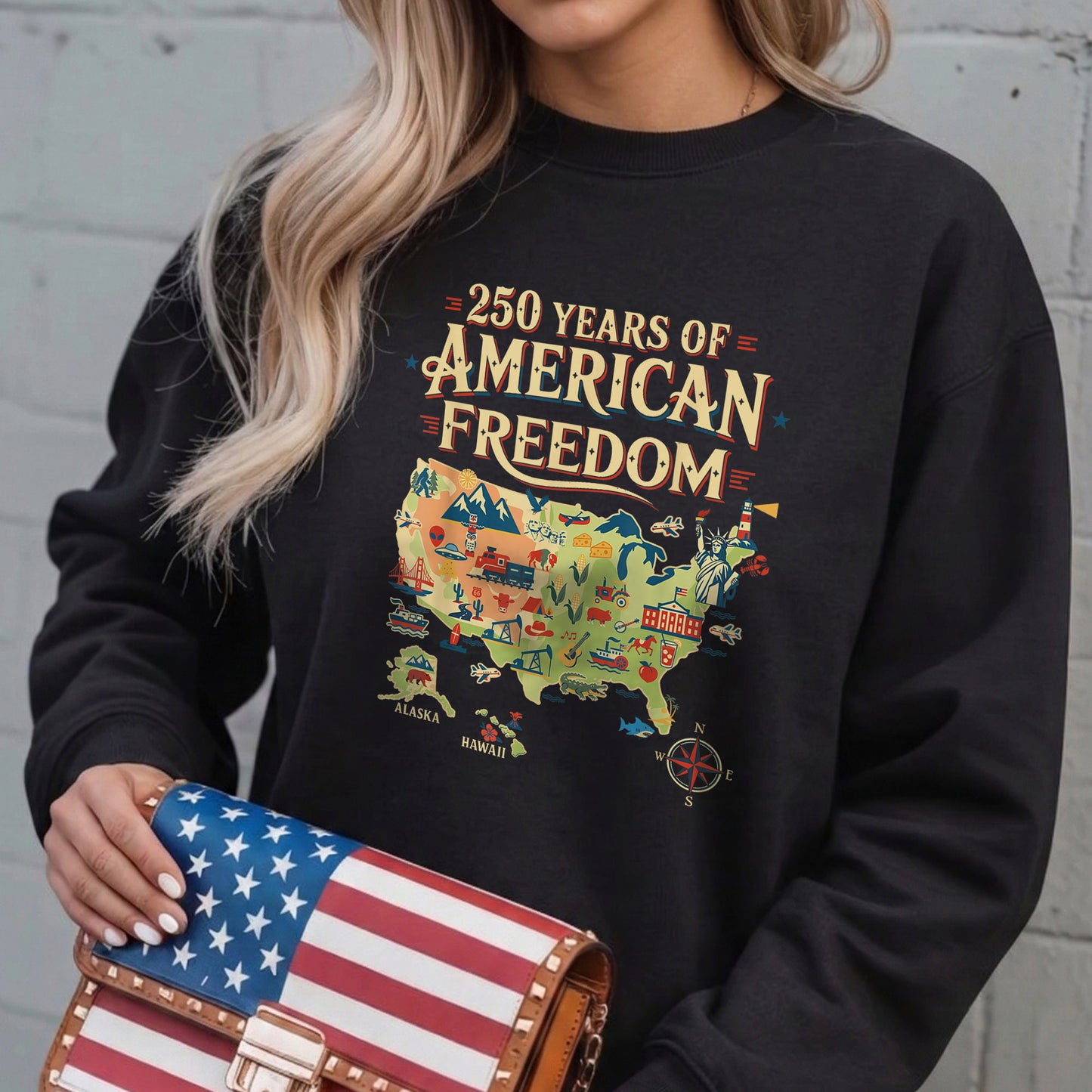 250 Years United States Map Patriotic Art for Freedom Lovers