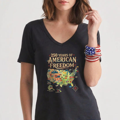 250 Years United States Map Patriotic Art for Freedom Lovers