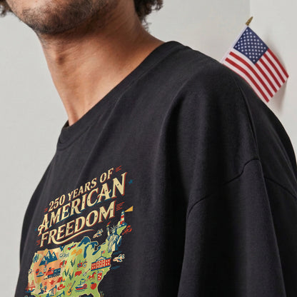250 Years United States Map Patriotic Art for Freedom Lovers