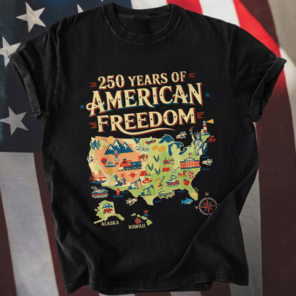 250 Years United States Map Patriotic Art for Freedom Lovers