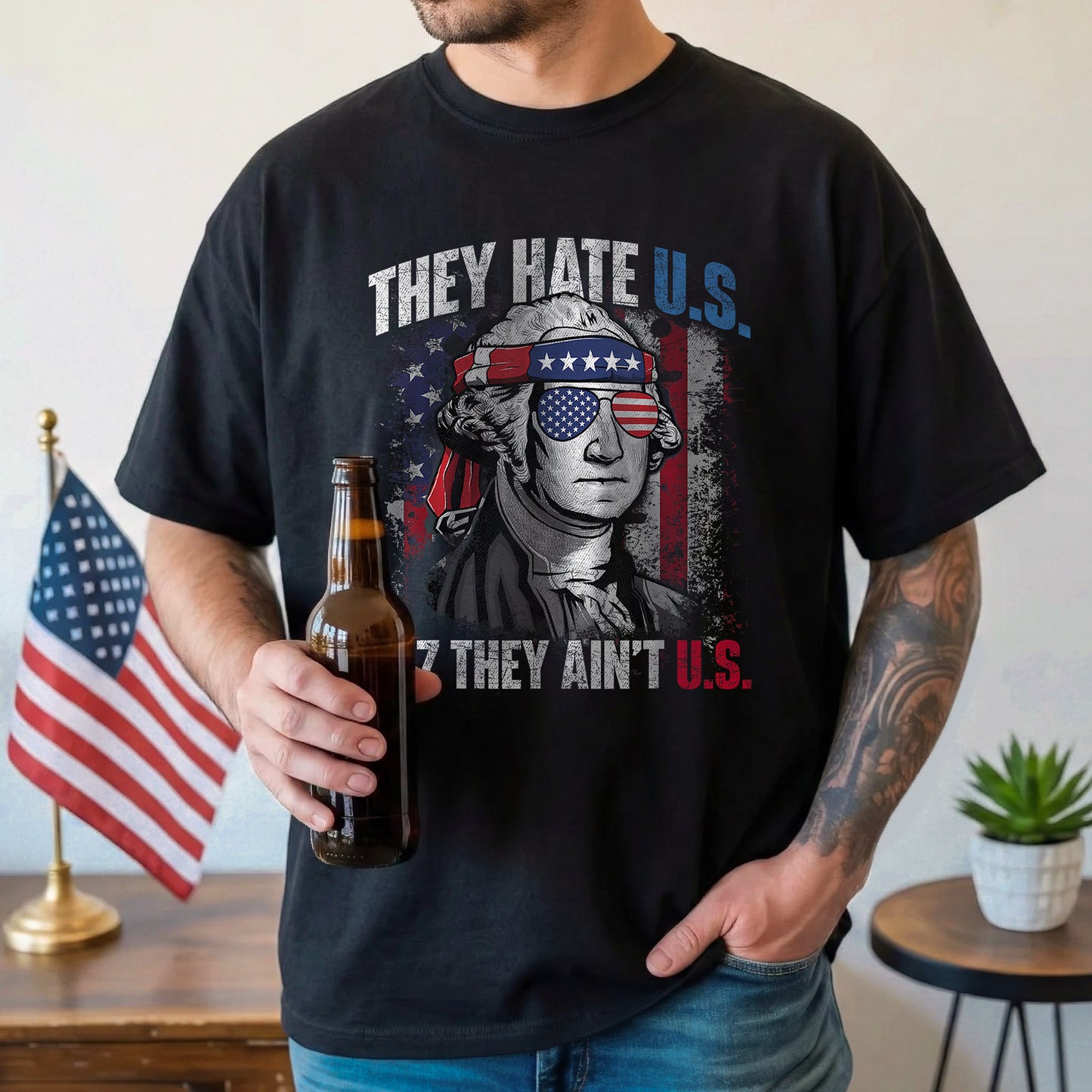 250th They Hate Us Cuz They Ain't Us USA American Flag